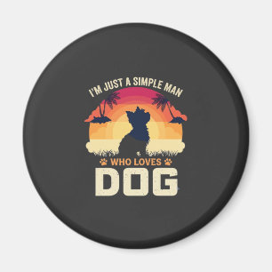 Einfacher Mann, der Hunde-Silhouette Sonnenunterga Magnet