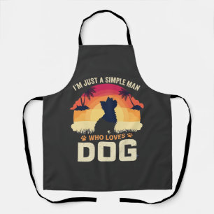 Einfacher Mann, der Hunde-Silhouette-Sonnenunterga Schürze