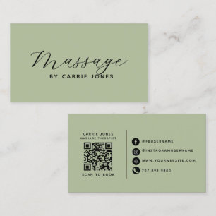 Einfacher Massagetherapeut Sage Green Visitenkarte