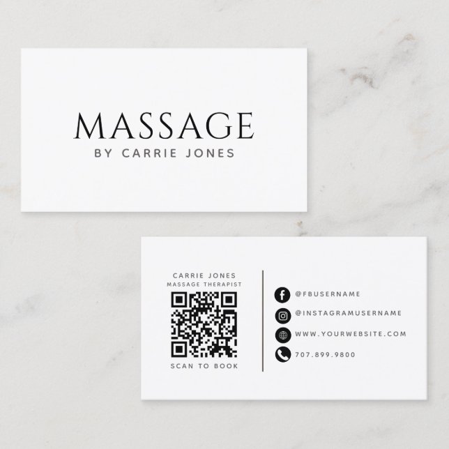 Einfacher Massagetherapeut  Visitenkarte (Vorne/Hinten)