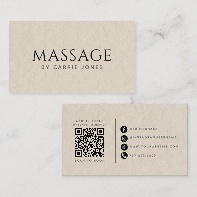 Einfacher Massagetherapeut  Visitenkarte (Vorne/Hinten)