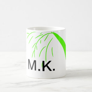 Einfacher minimaler grüner Baum-Kokos-Monogramm-Wu Kaffeetasse