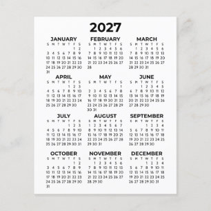 Einfacher Minimaler Kalender für das volle Jahr 20 Flyer