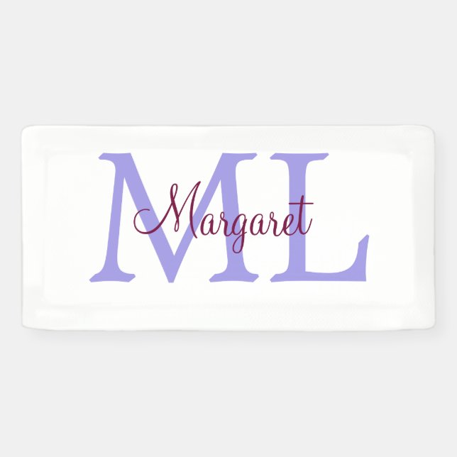 einfacher minimaler Name Monogramm rosa roter Wurf Banner (Horizontal)