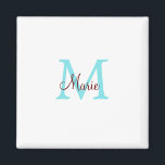 einfacher minimaler Name Monogramm rosa roter Wurf Magnet<br><div class="desc">schönes Design</div>