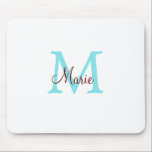 einfacher minimaler Name Monogramm rosa roter Wurf Mousepad<br><div class="desc">schönes Design</div>