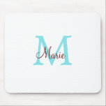 einfacher minimaler Name Monogramm rosa roter Wurf Mousepad<br><div class="desc">schönes Design</div>