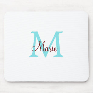 einfacher minimaler Name Monogramm rosa roter Wurf Mousepad