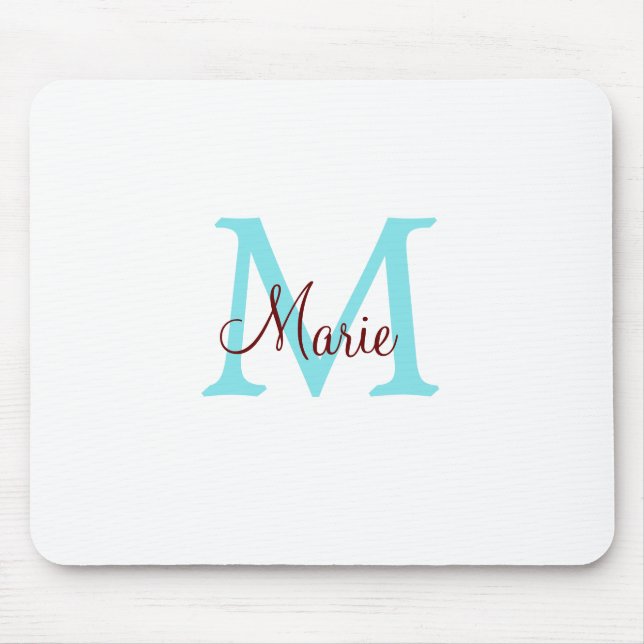 einfacher minimaler Name Monogramm rosa roter Wurf Mousepad (Vorne)