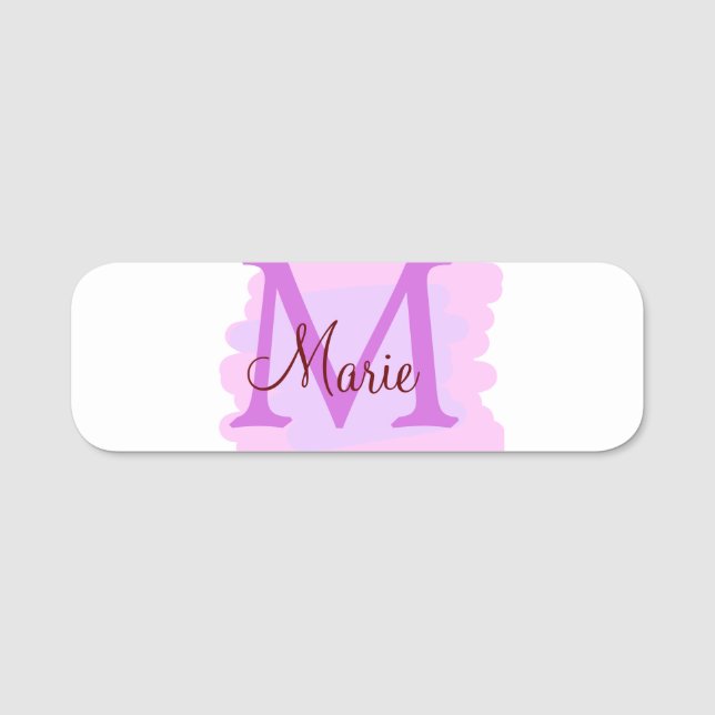 einfacher minimaler Name Monogramm rosa roter Wurf Namensschild (Vorderseite)