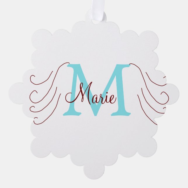 einfacher minimaler Name Monogramm rosa roter Wurf Ornament Karte (Vorderseite)