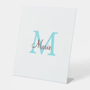 einfacher minimaler Name Monogramm rosa roter Wurf Sockelschild