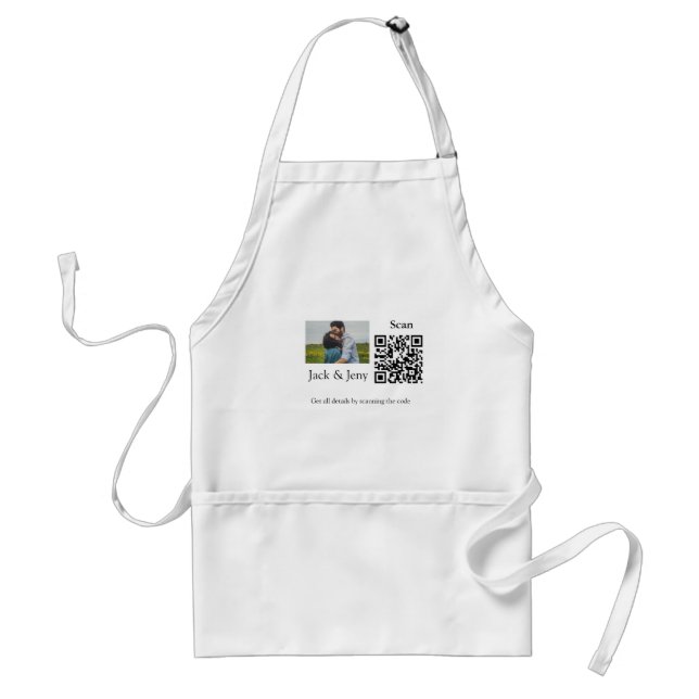 Einfacher minimaler Q R-Code Foto Name Text Throw  Schürze (Vorne)