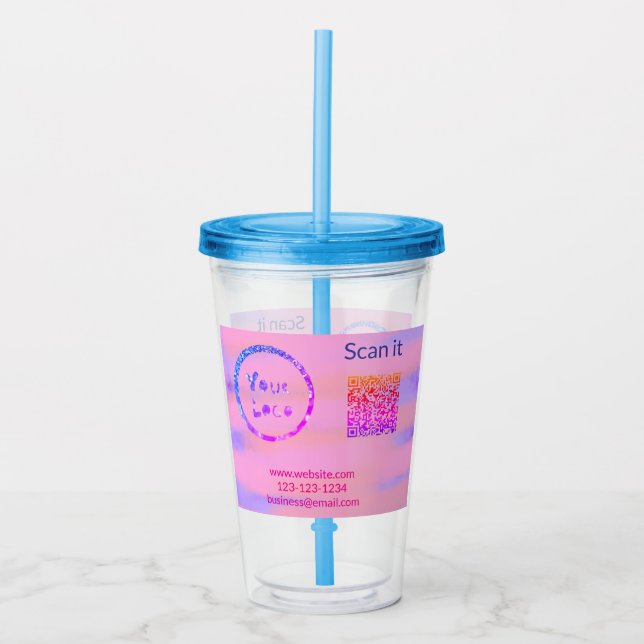 Einfacher minimaler q r Code Hinzufügen Logo Scan- Acryltrinkbecher (Vorderseite)