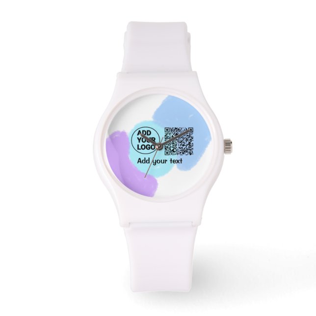 Einfacher minimaler q r Code Hinzufügen Logo-Scan- Armbanduhr (Vorderseite)