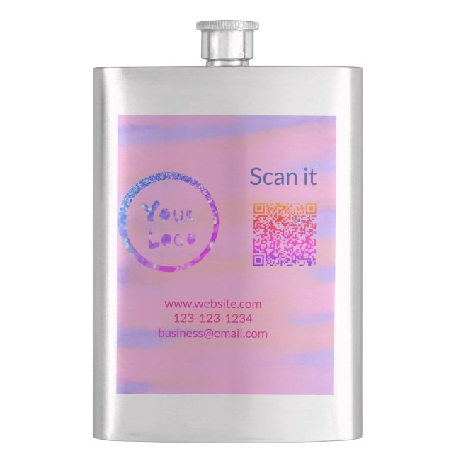 Einfacher minimaler q r Code Hinzufügen Logo Scan- Flachmann (Vorderseite)