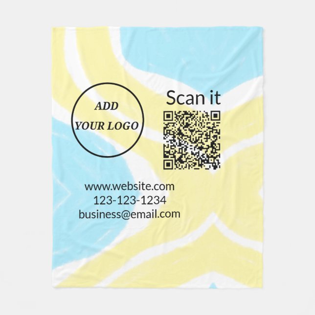 Einfacher minimaler q r Code Hinzufügen Logo Scan- Fleecedecke (Vorderseite)