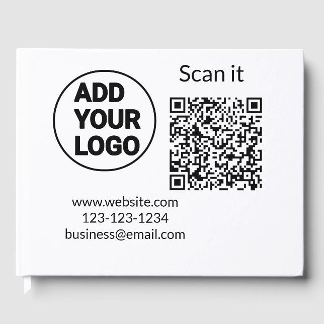 Einfacher minimaler q r Code Hinzufügen Logo Scan- Gästebuch (Vorderseite)