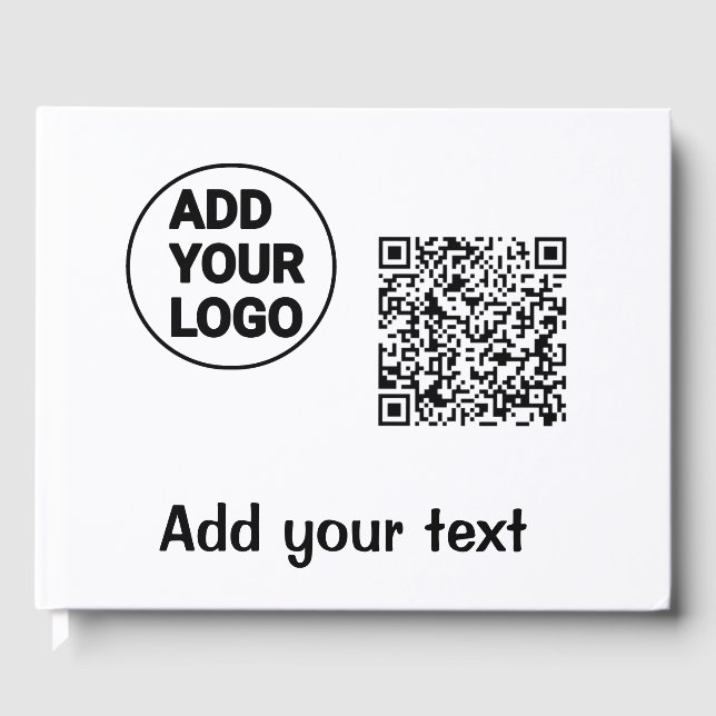 Einfacher minimaler q r Code Hinzufügen Logo-Scan- Gästebuch (Vorderseite)