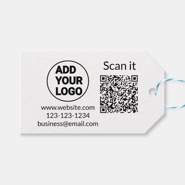 Einfacher minimaler q r Code Hinzufügen Logo Scan- Geschenkanhänger (Vorderseite (Horizontal))