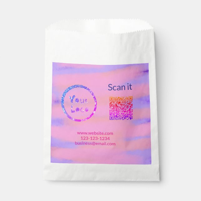 Einfacher minimaler q r Code Hinzufügen Logo Scan- Geschenktütchen (Vorderseite)