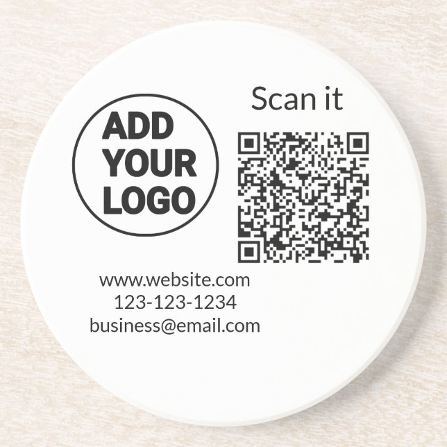 Einfacher minimaler q r Code Hinzufügen Logo Scan- Getränkeuntersetzer (Vorne)