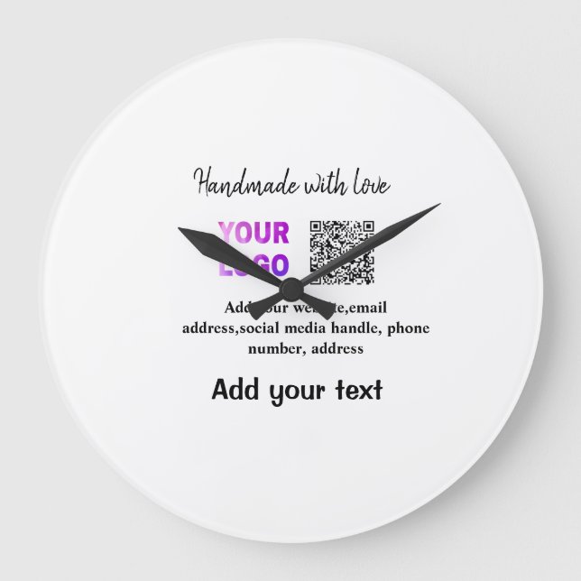 Einfacher minimaler q r Code Hinzufügen Logo-Scan- Große Wanduhr (Vorderseite)