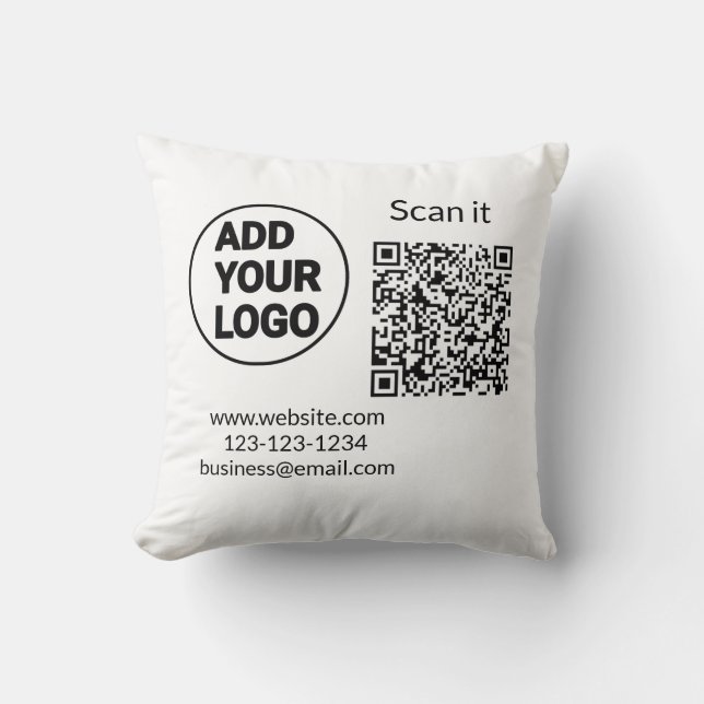 Einfacher minimaler q r Code Hinzufügen Logo Scan- Kissen (Vorderseite)