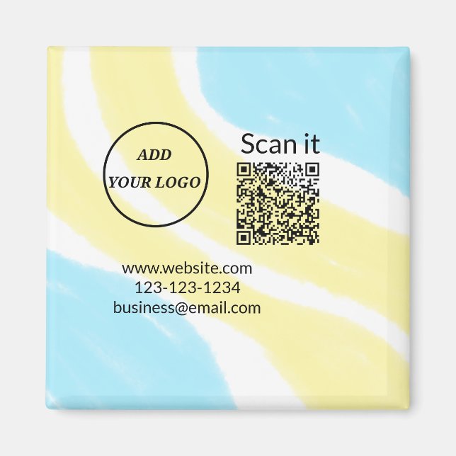 Einfacher minimaler q r Code Hinzufügen Logo Scan- Magnet (Vorne)