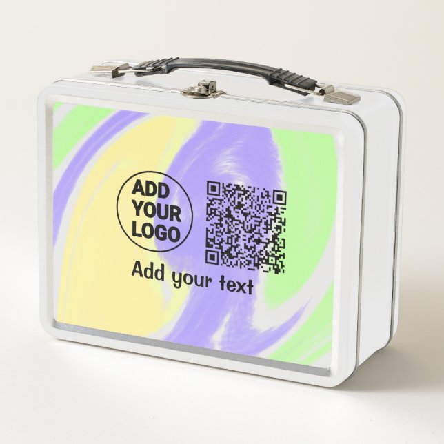 Einfacher minimaler q r Code Hinzufügen Logo-Scan- Metall Brotdose (Vorderseite)