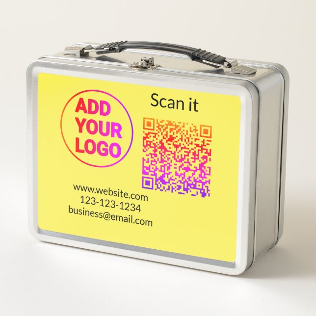 Einfacher minimaler q r Code Hinzufügen Logo Scan- Metall Brotdose (Vorderseite)