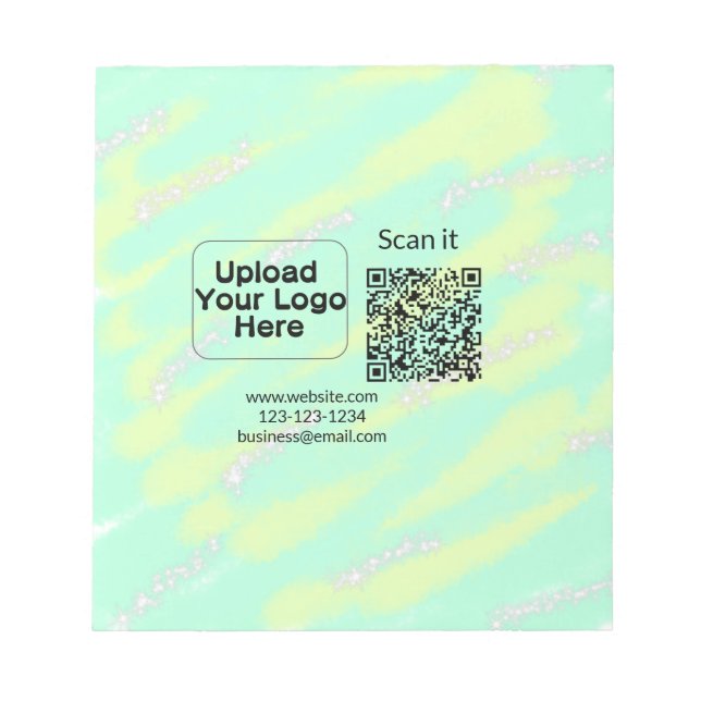 Einfacher minimaler q r Code Hinzufügen Logo Scan- Notizblock (Vorderseite)