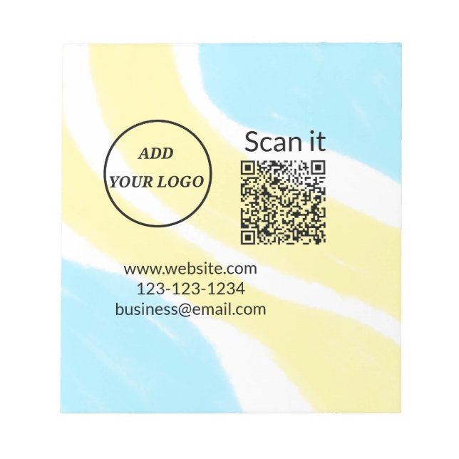 Einfacher minimaler q r Code Hinzufügen Logo Scan- Notizblock (Vorderseite)
