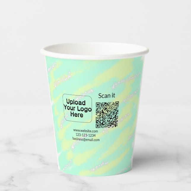 Einfacher minimaler q r Code Hinzufügen Logo Scan- Pappbecher (Vorderseite)