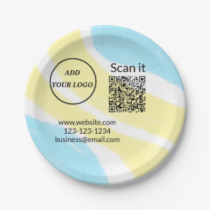 Einfacher minimaler q r Code Hinzufügen Logo Scan- Pappteller