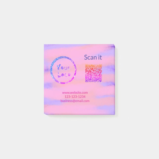 Einfacher minimaler q r Code Hinzufügen Logo Scan- Post-it Klebezettel (Vorderseite)