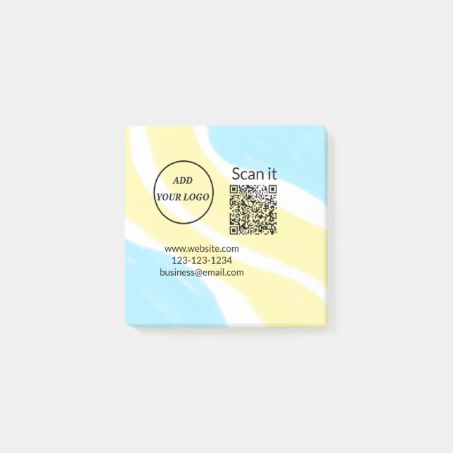 Einfacher minimaler q r Code Hinzufügen Logo Scan- Post-it Klebezettel (Vorderseite)