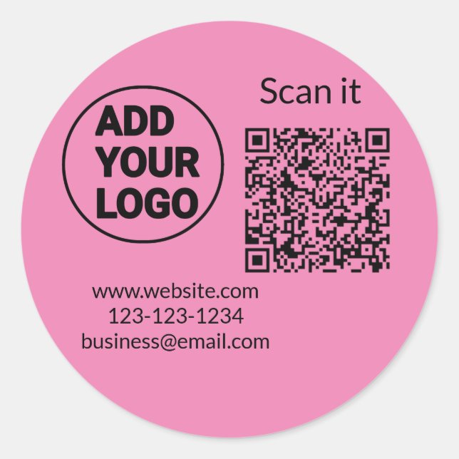 Einfacher minimaler q r Code Hinzufügen Logo Scan- Runder Aufkleber (Vorderseite)