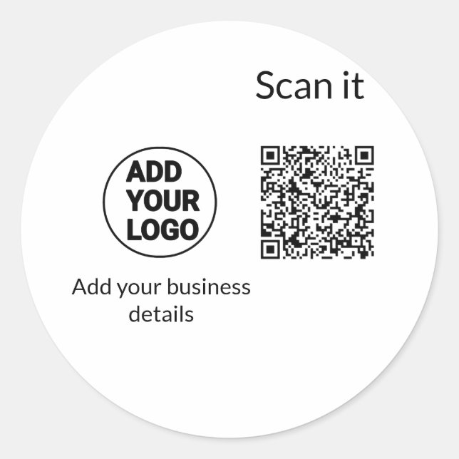 Einfacher minimaler q r Code Hinzufügen Logo Scan- Runder Aufkleber (Vorderseite)