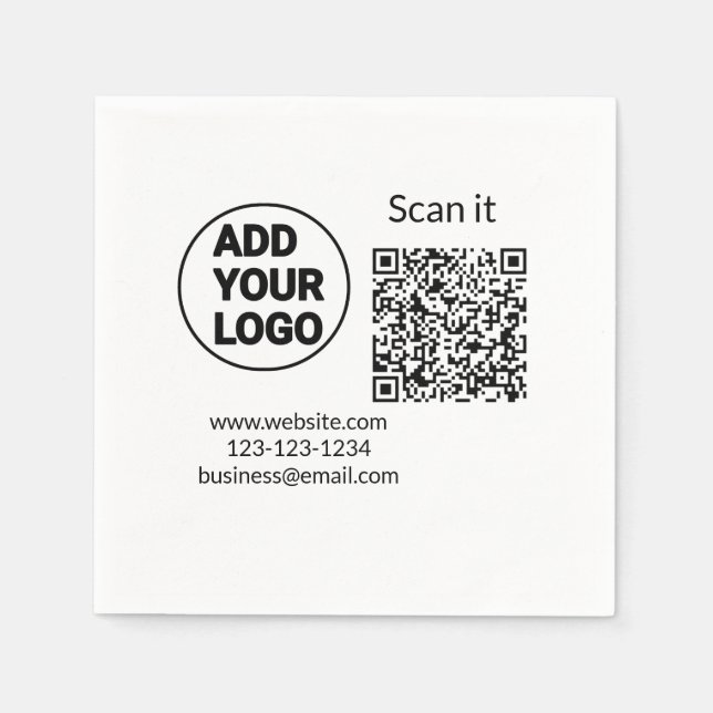 Einfacher minimaler q r Code Hinzufügen Logo Scan- Serviette (Vorderseite)