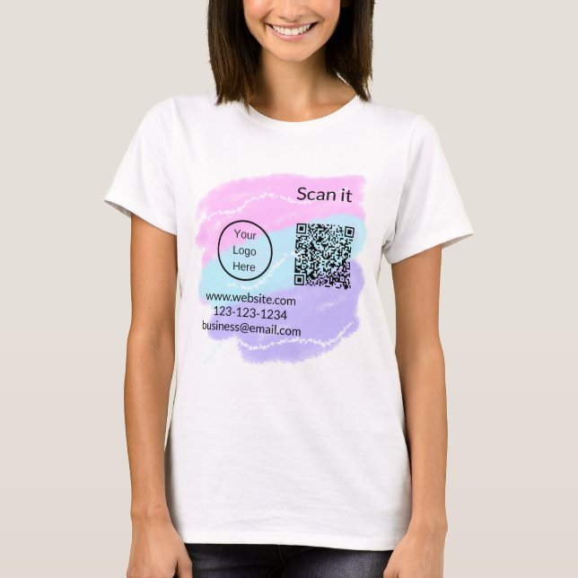 Einfacher minimaler q r Code Hinzufügen Logo Scan- T-Shirt (Vorderseite)