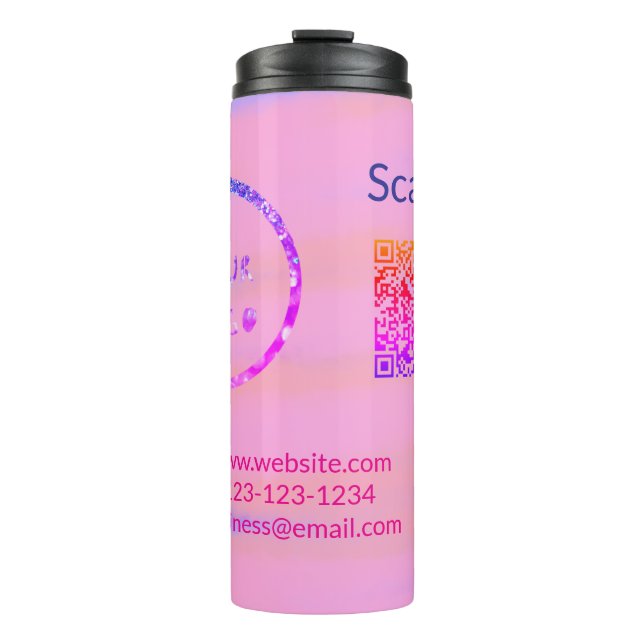 Einfacher minimaler q r Code Hinzufügen Logo Scan- Thermosbecher (Vorderseite)