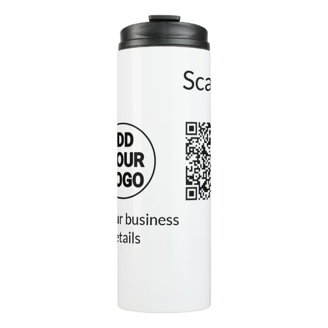 Einfacher minimaler q r Code Hinzufügen Logo Scan- Thermosbecher (Vorderseite)