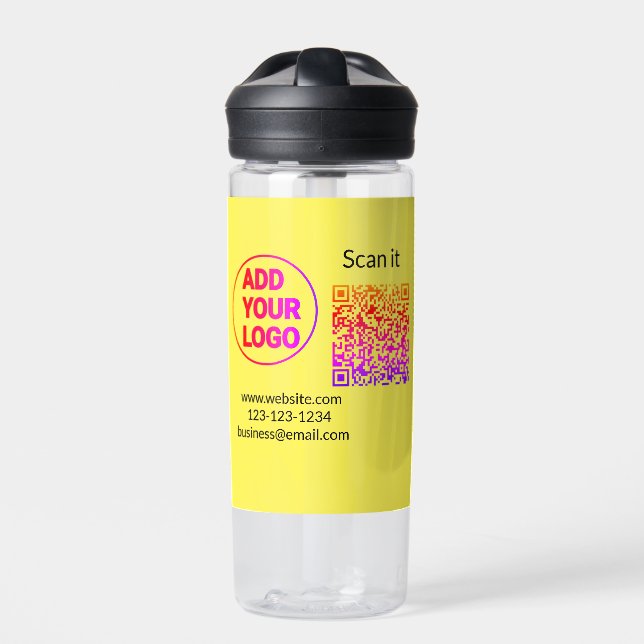 Einfacher minimaler q r Code Hinzufügen Logo Scan- Trinkflasche (Vorderseite)