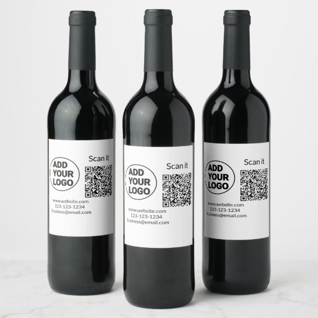 Einfacher minimaler q r Code Hinzufügen Logo Scan- Weinetikett (Flaschen)