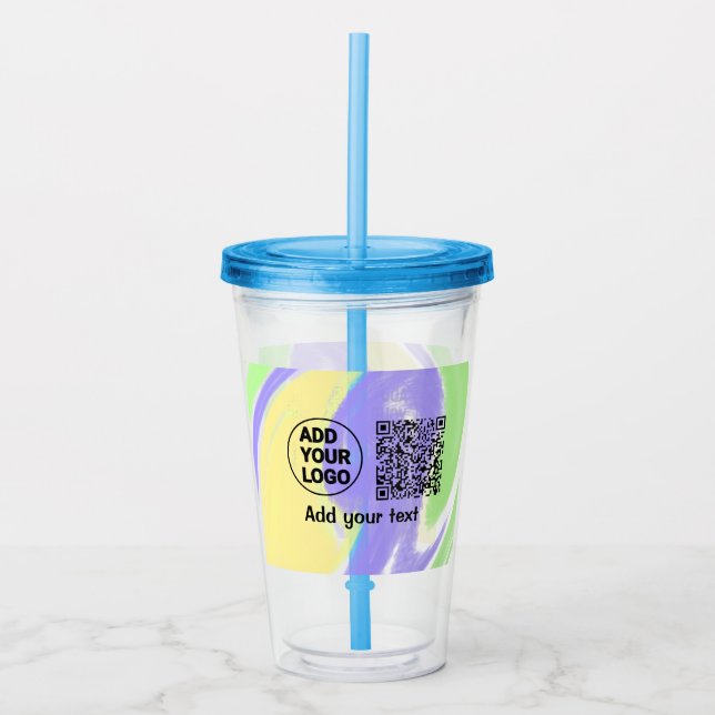 Einfacher minimaler QR-Code-Logo-Scan-Code-Name te Acryltrinkbecher (Vorderseite)