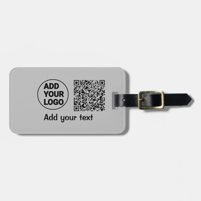 Einfacher minimaler QR-Code-Logo-Scan-Code-Name te Gepäckanhänger (Vorderseite horizontal)