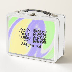 Einfacher minimaler QR-Code-Logo-Scan-Code-Name te Metall Brotdose