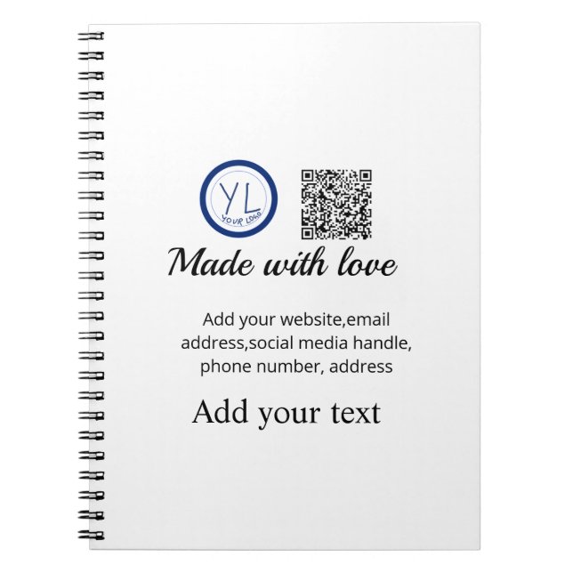 Einfacher minimaler QR-Code-Logo-Scan-Code-Name te Notizblock (Vorderseite)