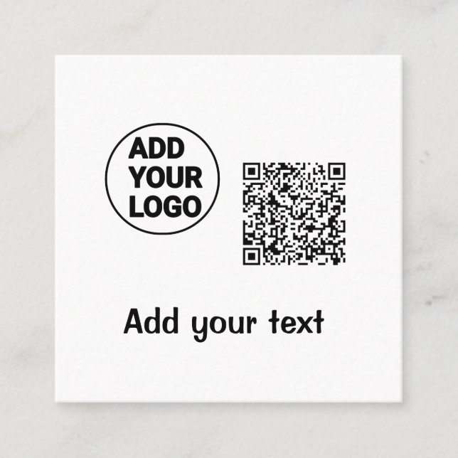 Einfacher minimaler QR-Code-Logo-Scan-Code-Name te Quadratische Visitenkarte (Vorderseite)